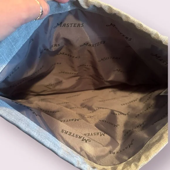 NWT Official Masters Navy and Gray Cinch Bag with Yellow Accent - Picture 8 of 9